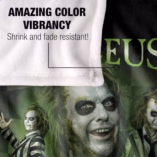 LOGOVISION Beetlejuice Beetlejuice Beetlejuice Homage Super Soft Silky Touch Fleece Throw Blanket, Multicolour, W/D/H: 91 x 147 cm – 3