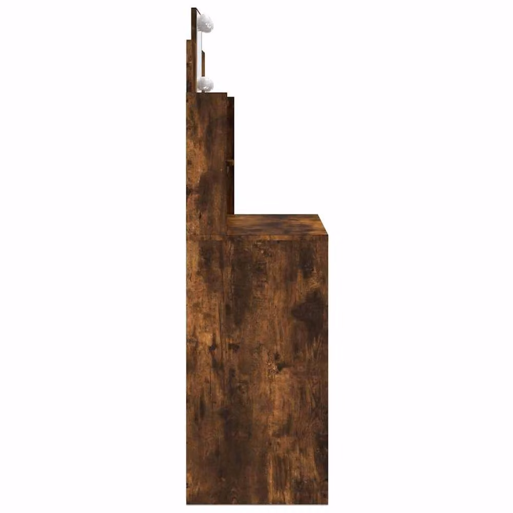 Berkfield Home Beautiful Dressing Table with LED Lights in Smoked Oak Brown, W/D/H: 96 x 40 x 142 cm – 4