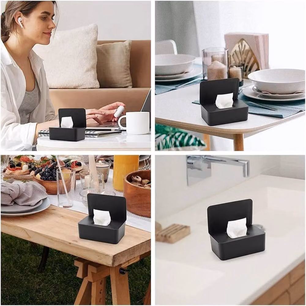 SPETLEK Black Plastic Wet Wipes Dispenser Box, 2-Piece Set – 5