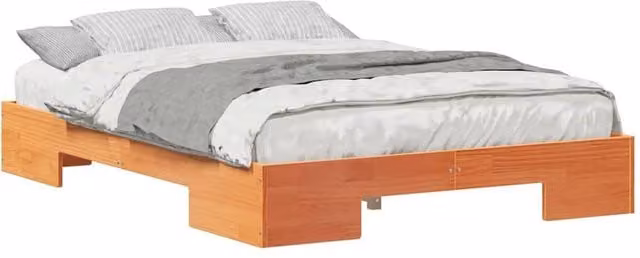 Berkfield Home Durable Solid Pine Floor Bed Frame with Storage, Brown, W: 120 cm, L: 200 cm – 1