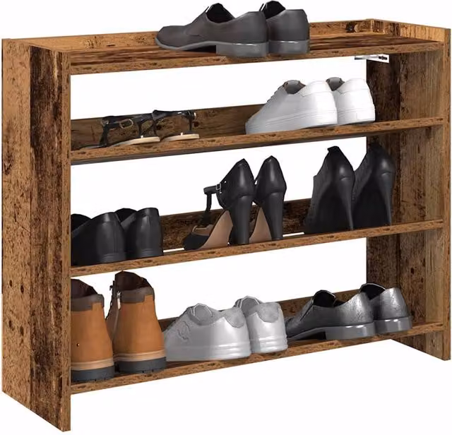 Berkfield Home Rustic Brown Shoe Rack in Engineered Wood, W/D/H: 80 x 25 x 62 cm – 1