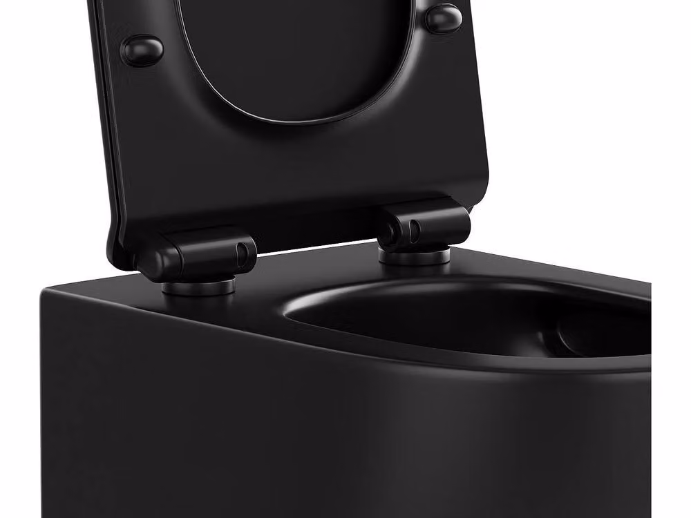 Vente-unique Wall-Mounted Ceramic Toilet Pack with Decorative Support Frame in Matt Black – 4