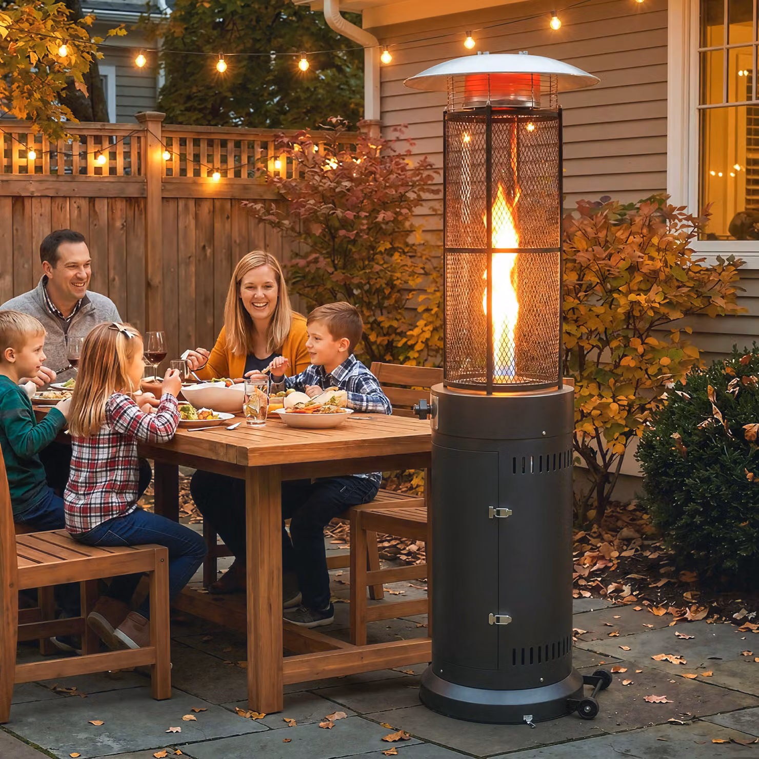 Outsunny 11 kW Freestanding Gas Patio Heater in Black with Adjustable Height, Pulse Ignition and Tip-Over Switch – 2