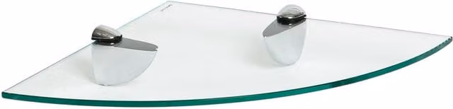 Harbour Housewares Floating Glass Corner Shelf in Silver with Chrome Metal Accents, Width: 30 cm