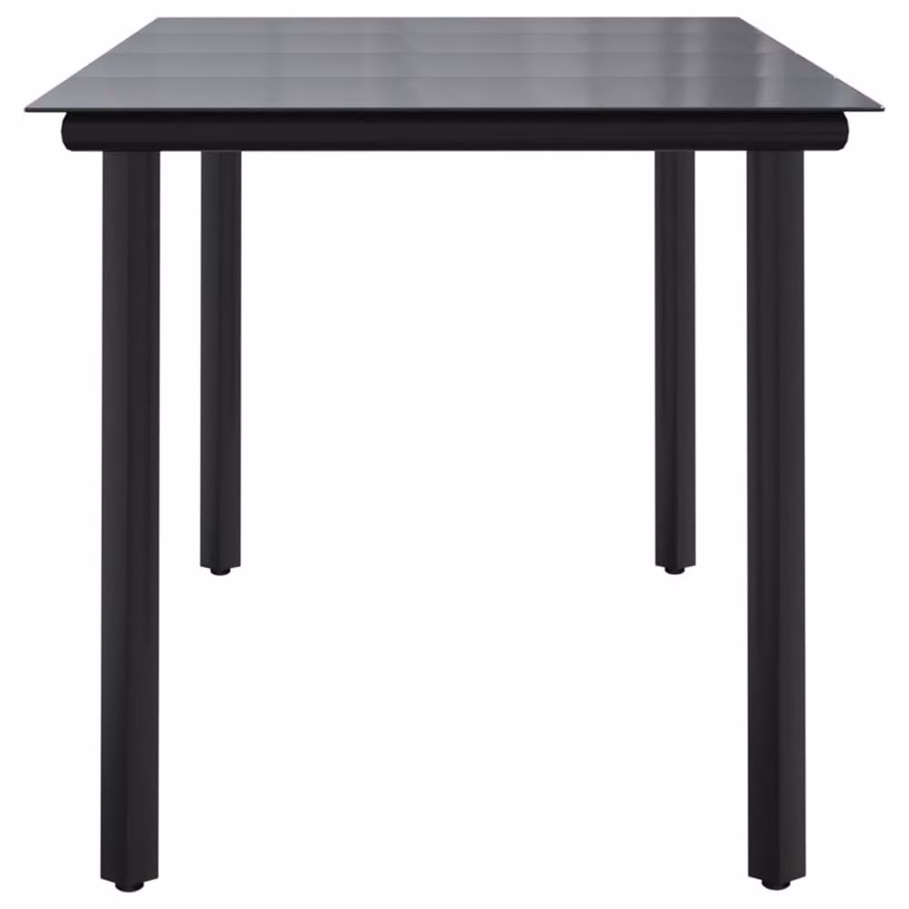 Berkfield Home Rectangular Garden Dining Table in Black with Steel and Tempered Glass, W/D/H: 160 x 80 x 74 cm – 4