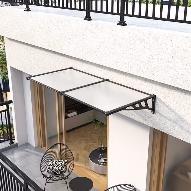 Livingandhome Black Door Canopy Awning with ABS Plastic Construction