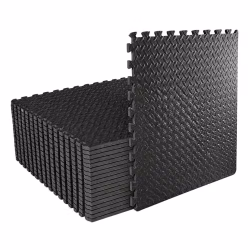 SHATCHI 20 Piece Black Interlocking EVA Foam Exercise Floor Mats, W/D/H: 60 x 60 x 1.1 cm