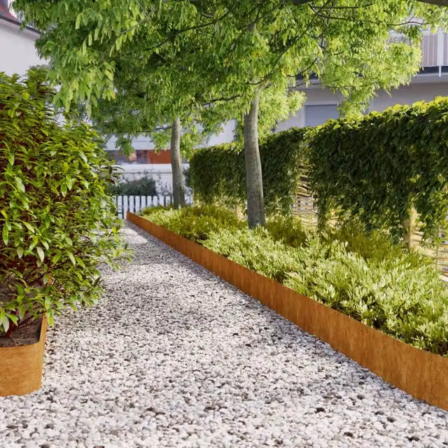 Berkfield Home Flexible Corten Steel Lawn Edgings, 10 Pieces, Brown, H: 20 cm x L: 103 cm