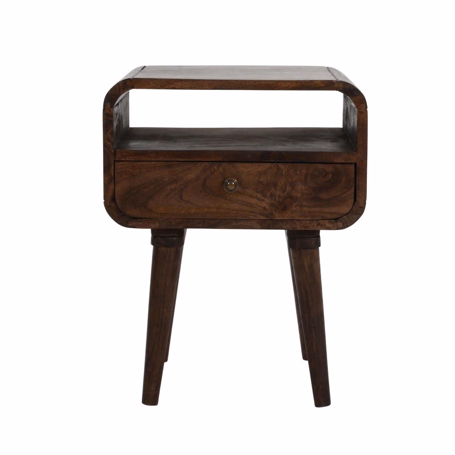 IH Design Malena Dark Mango Wood Bedside Table with Drawer in Brown, W/D/H: 35 x 45 x 58 cm – 2