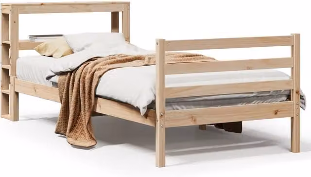 Berkfield Home Solid Wood Pine Bed Frame in Beige, W/D/H: 90 x 200 cm – 1