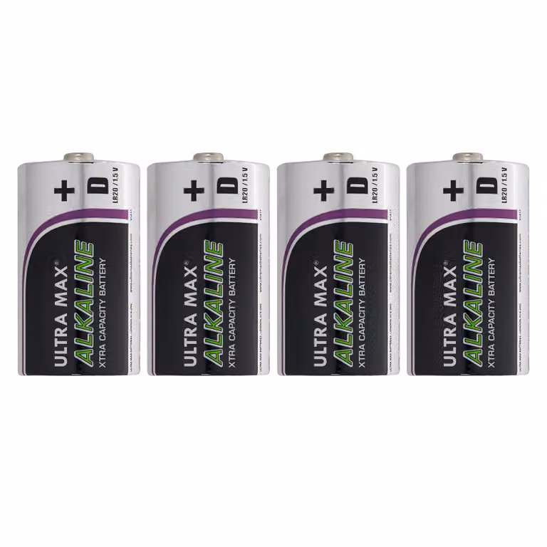 Lights4fun Silver D Ultra Alkaline Batteries, Pack of 4