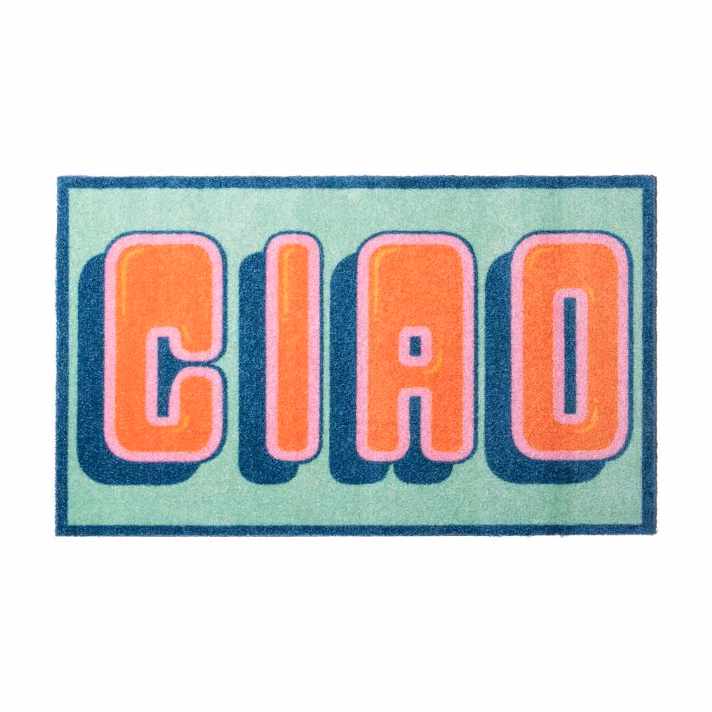 Artsy Mats Ciao Indoor Washable Non-Slip Doormat, Green and Multicolour, W: 50 cm, D: 80 cm – 3