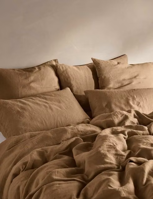Bedfolk Pure Linen Washed Duvet Cover in Bronze