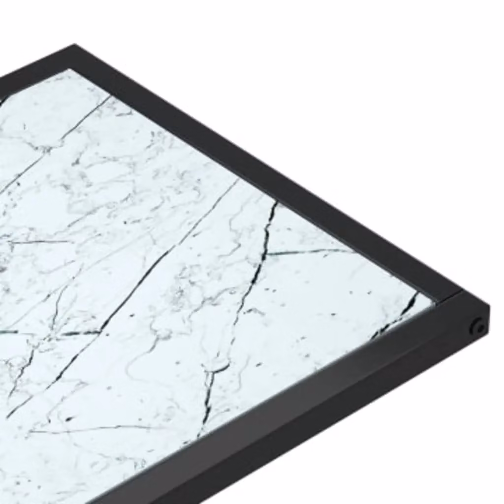 Berkfield Home Modern White Marble and Tempered Glass Computer Side Table W/D/H: 50 x 35 x 65 cm – 3