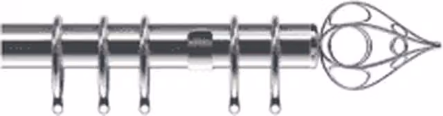 NewEdgeBlinds Divine End Chrome Metal Curtain Pole Set, Silver, Width: 120 cm