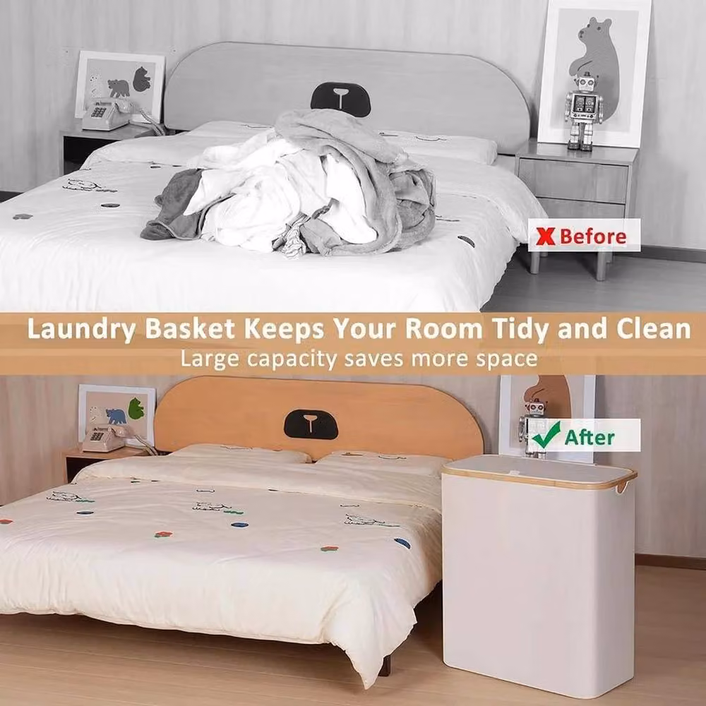 FLAVORA Collapsible 150L Washing Basket in Beige – 3