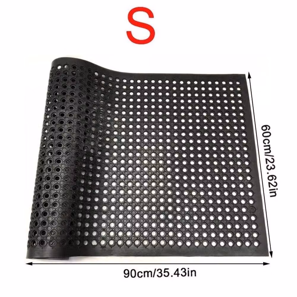 EONLION Black Non-Slip Rubber Ring Entrance Mat, W: 60 cm, D: 90 cm – 2
