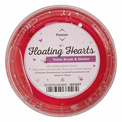 Orsina Floating Hearts Acrylic Toilet Brush Holder with Brush, Red, Transparent and White, W/D/H: 12 x 12 x 36 cm – 4