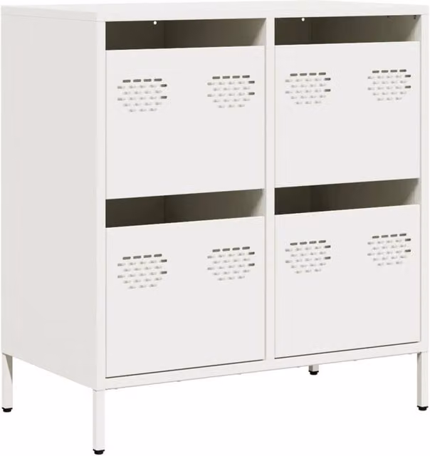 Berkfield Home White Sideboard in Matt Cold-rolled Steel, W/D/H: 68 x 39 x 73.5 cm – 1