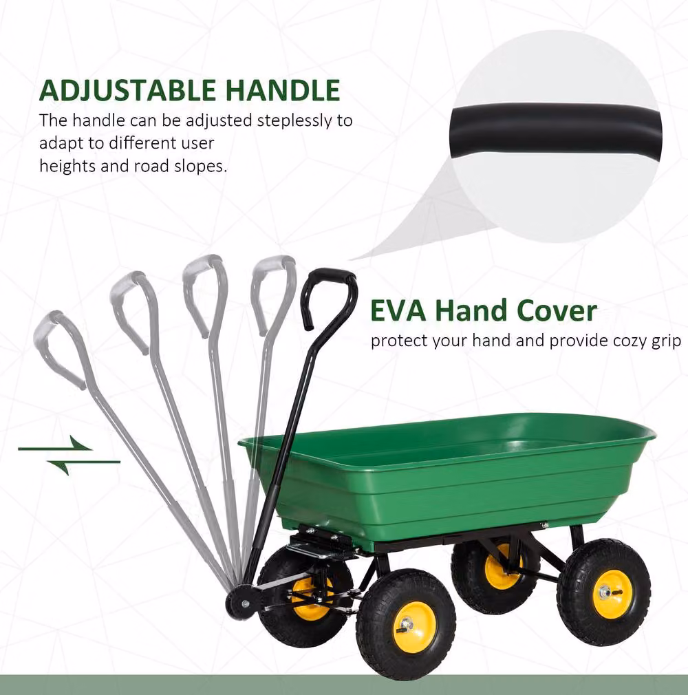 STILVORA Garden Cart with Tipping Function, 75L, Green – 5