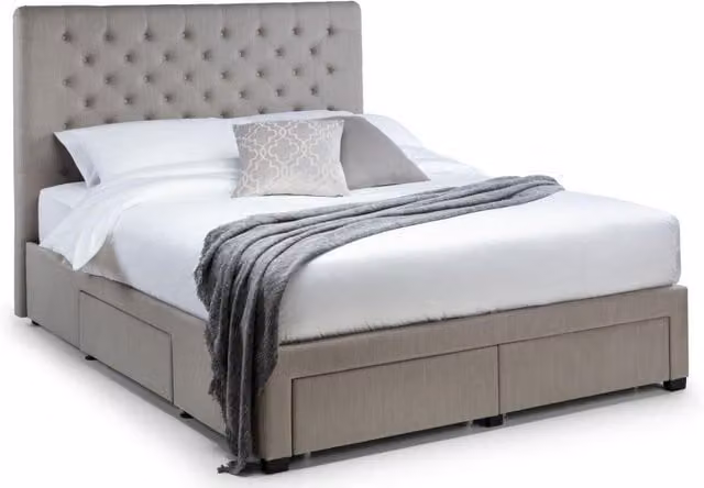 Ashfield Grey Upholstered Chesterfield Button 4 Drawer Super King Bed W/D/H: 200 x 200 cm