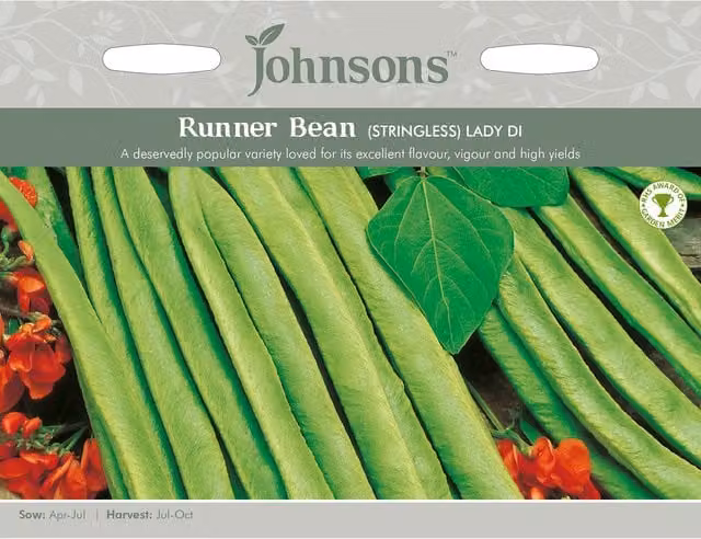 Johnsons Lady Di Stringless Runner Bean Vegetable Seeds