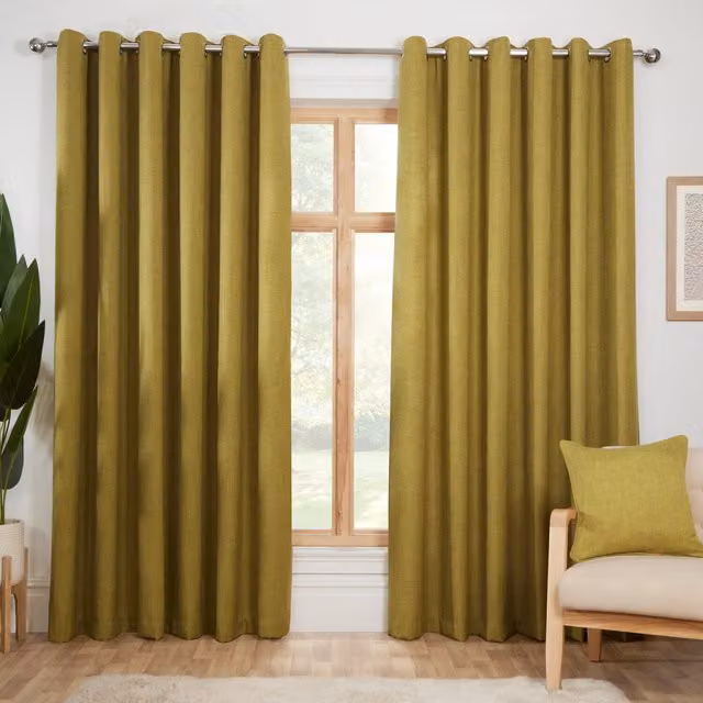 Divante Hardwick Eyelet Curtain in Green, W: 168 cm, H: 229 cm