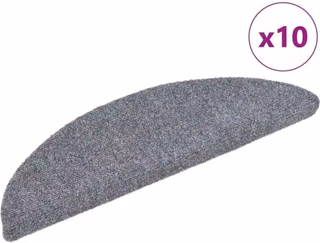 Berkfield Home Self-adhesive Needle Punch Stair Mats, 10 Pack, Light Grey, W: 56 cm, D: 17 cm – 1