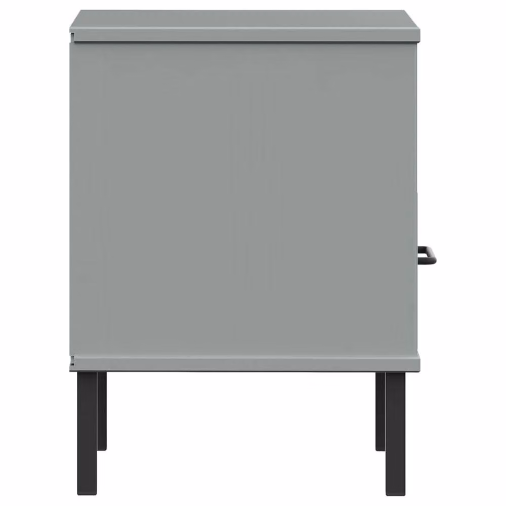 Berkfield Home Oslo Bedside Cabinet in Grey Solid Pine Wood with Metal Legs – 4