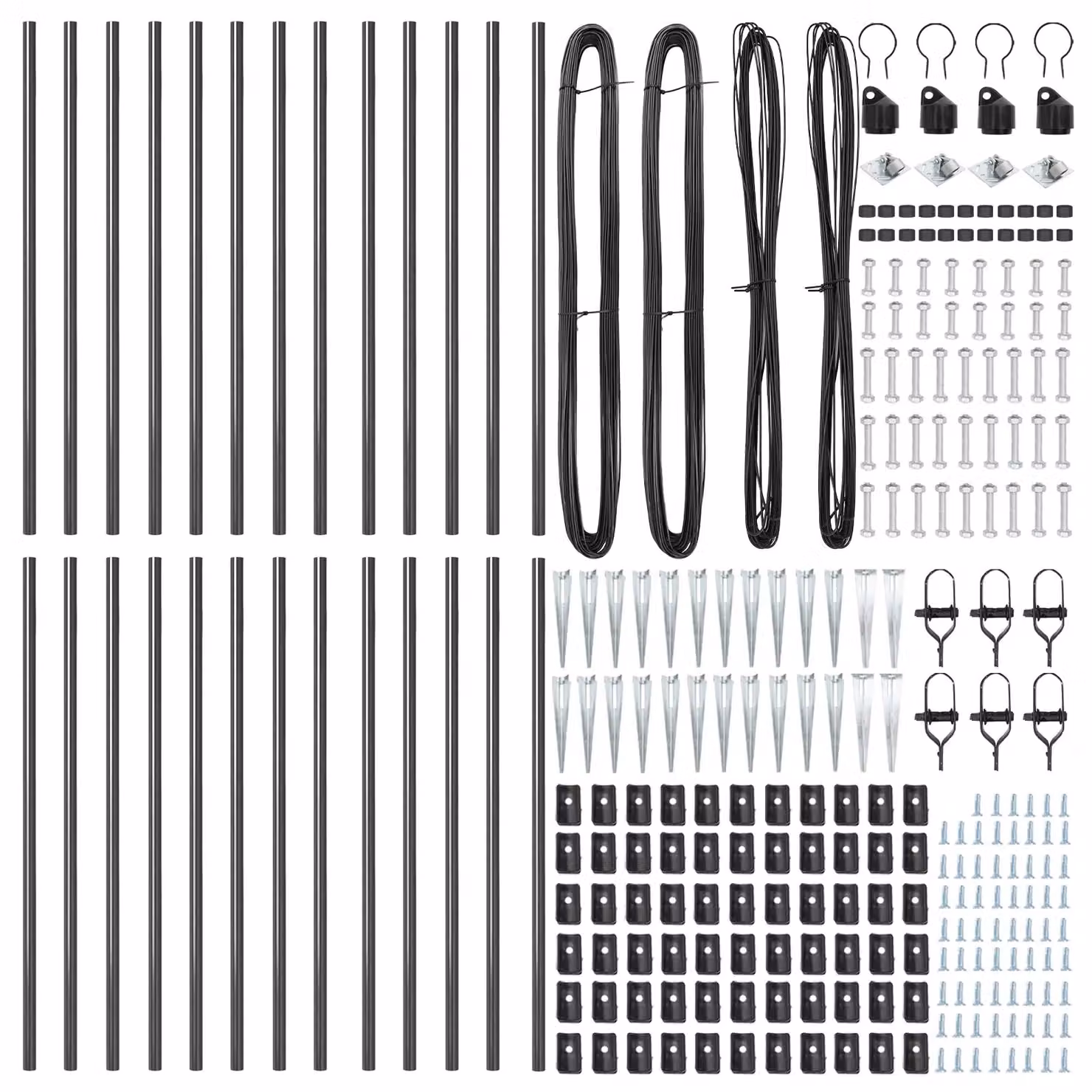 Berkfield Home 26 Piece Set of Grey Galvanised Steel Round Fence Posts with Spike, H: 60 cm, Diameter: 32 mm – 2