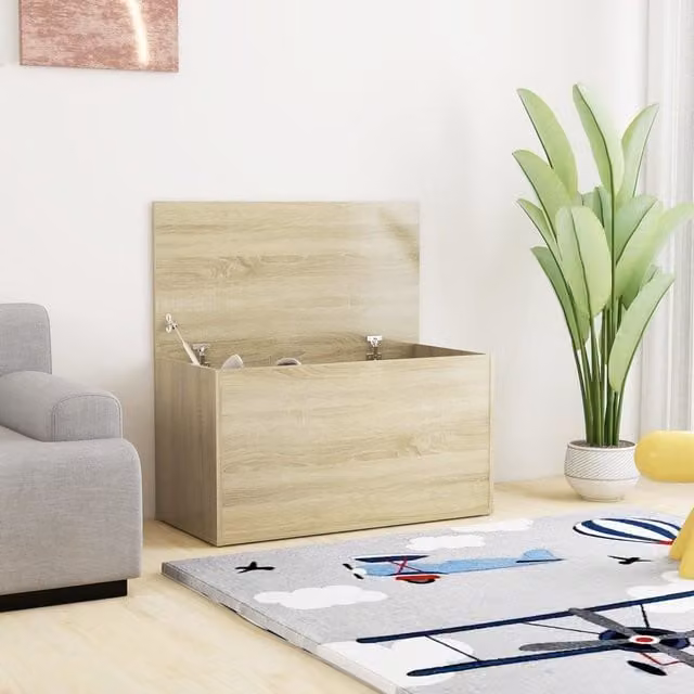 Berkfield Home Sonoma Oak Storage Chest in Brown, W: 84 cm, D: 42 cm, H: 46 cm