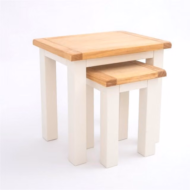 Cabinet Bits Nest of Tables Set of 2 in White Waxed Ash Wood