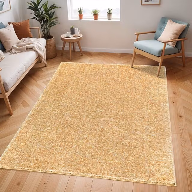 Livabliss Cloudy Shag Soft Plush Pile Living Room Rug in Yellow, W: 140 cm, L: 200 cm