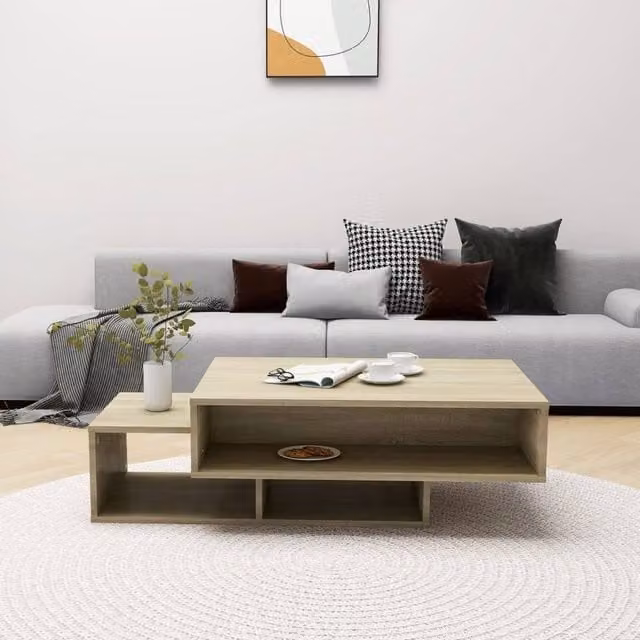 Berkfield Home Sonoma Oak Decorative Coffee Table in Beige, W/D/H: 105 x 55 x 32 cm