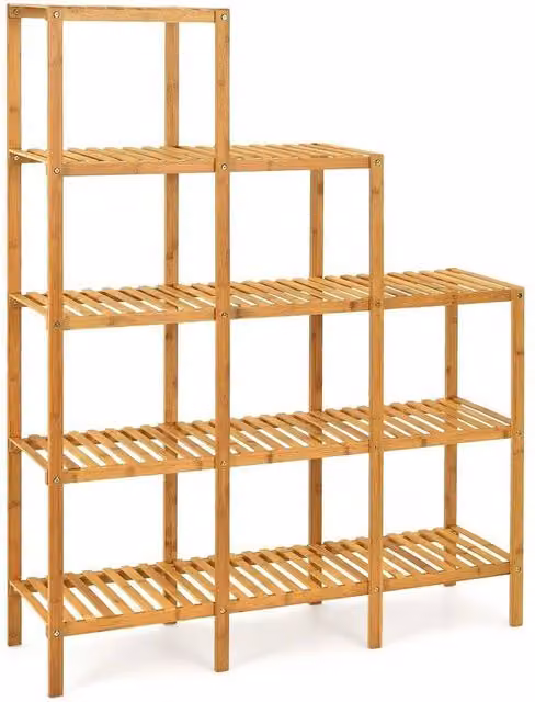 Havendro 5-Tier Bamboo Plant Shelf Storage Display Rack in Natural Brown – 1