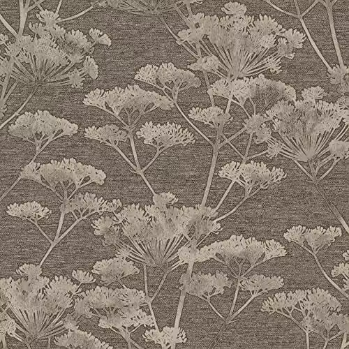Graham & Brown Serene Seedhead Floral Wallpaper in Taupe, Gold and Beige