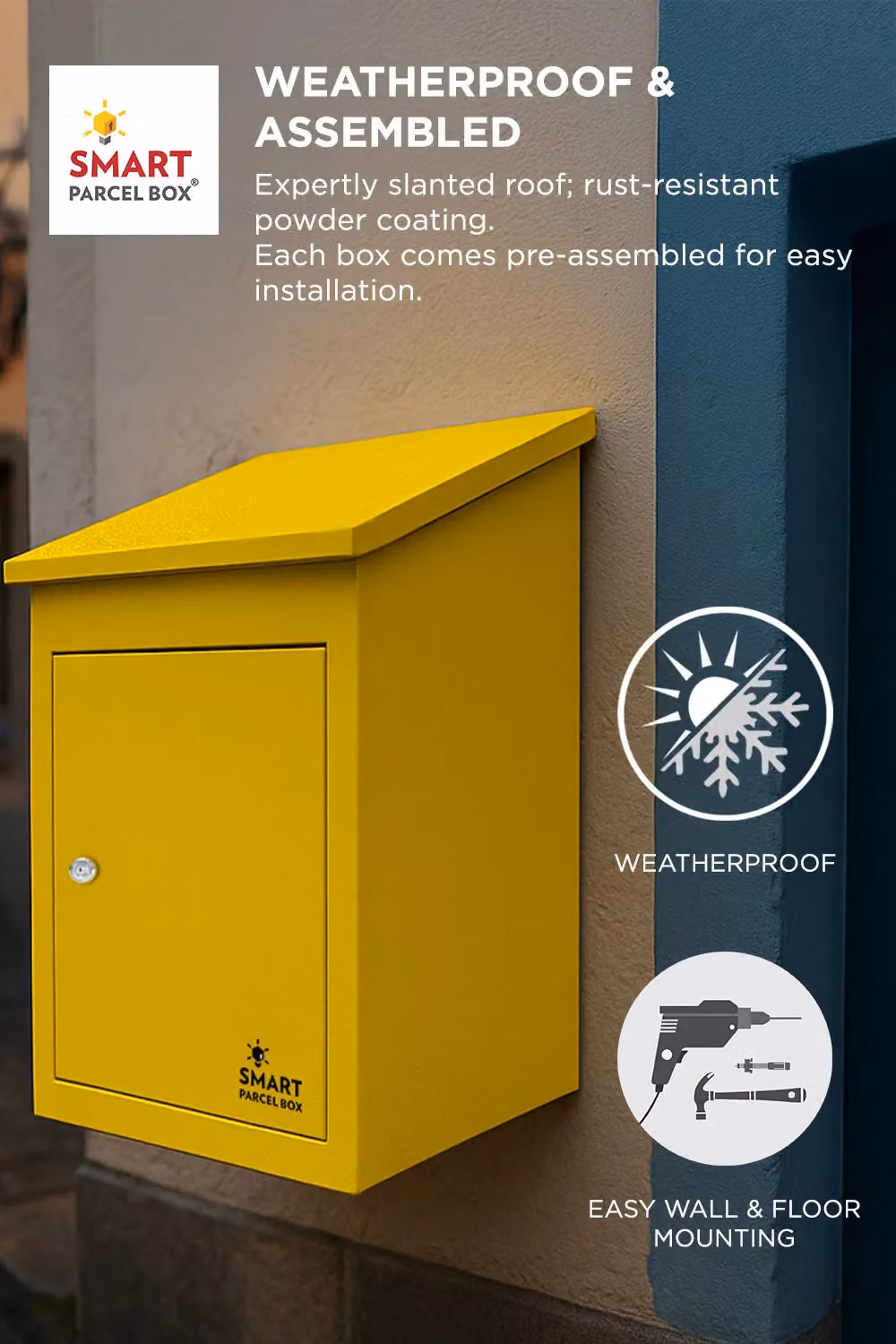 Homescapes Smart Parcel Box Medium Front Access Secure Delivery Box in Yellow, Steel, W/D/H: 58.0 x 44.0 x 58.0 cm – 3