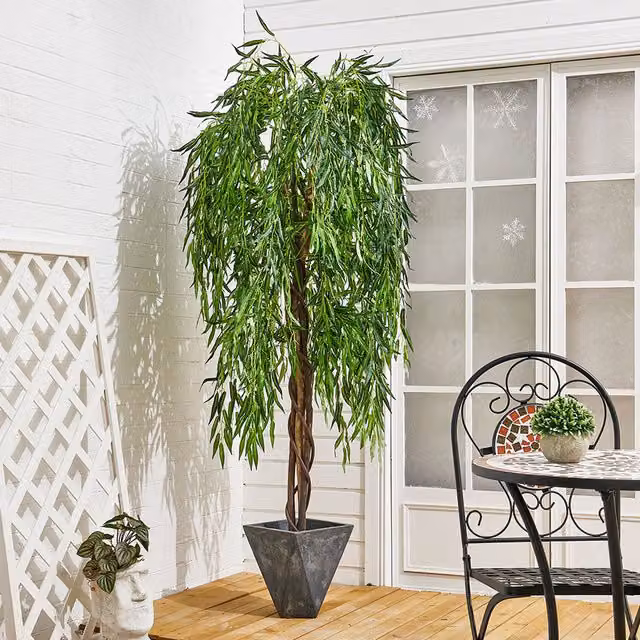Livingandhome Lifelike Artificial Willow Tree, Green, Height: 180 cm