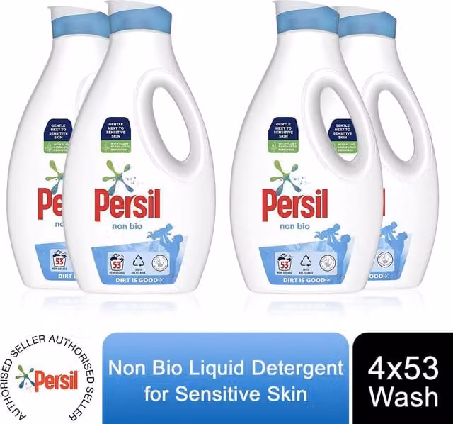 Persil Non Bio Liquid Detergent for Sensitive Skin, White, 6160ml