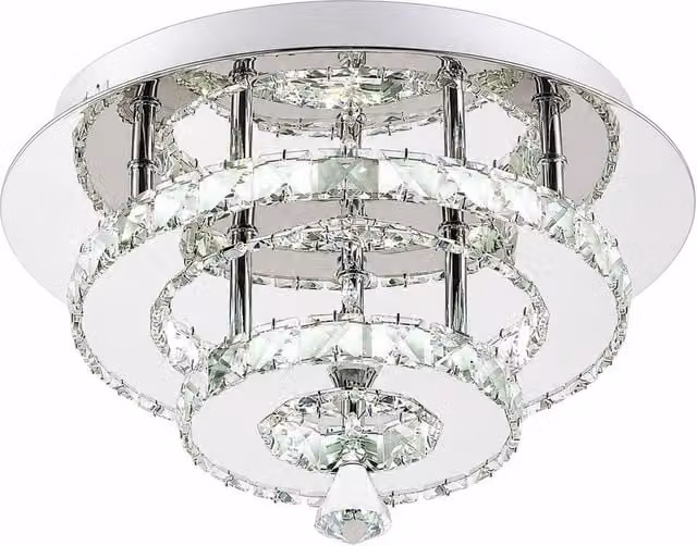 Garden Sanctuary 30W LED Crystal Ceiling Light in Silver and Chrome