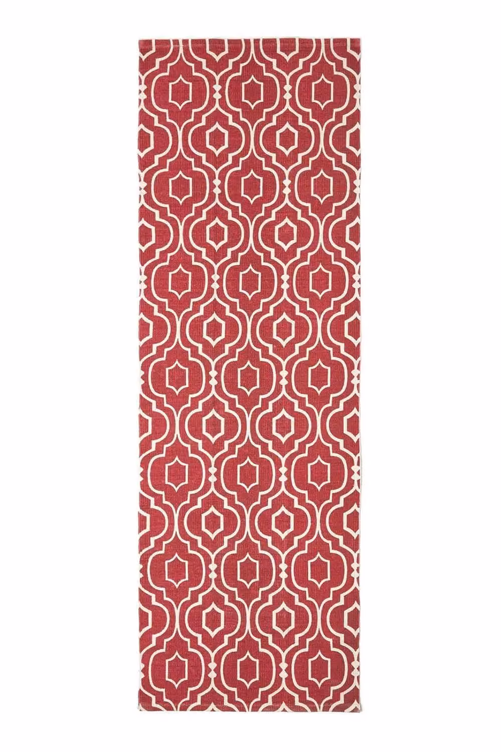Homescapes Riga Geometric Printed Cotton Hallway Runner, Red and White, W: 66 cm, L: 200 cm – 2