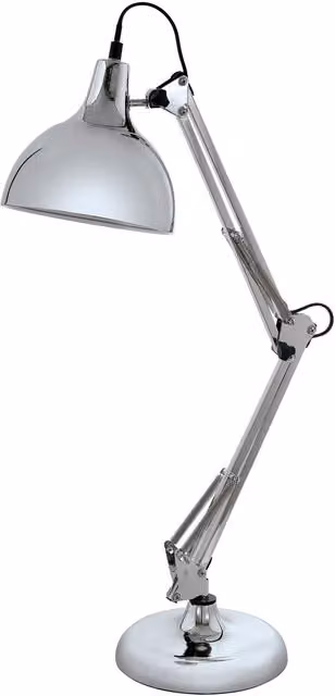 Loops Adjustable Chrome Metal Table Desk Lamp with E27 Bulb Holder