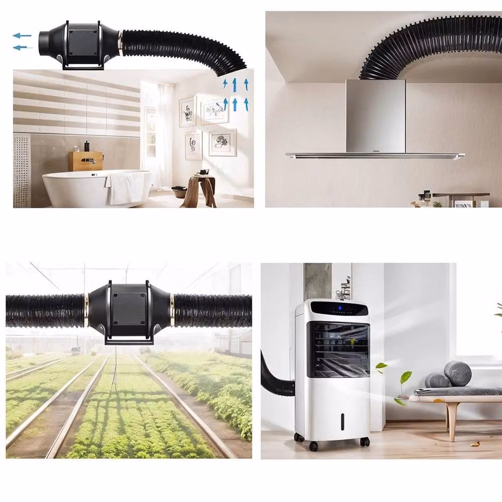 SPETLEK 4-in-1 Flexible Aluminium and PVC Ventilation Air Ducting Pipe, Black, Diameter: 100 mm, Length: 5 m – 5