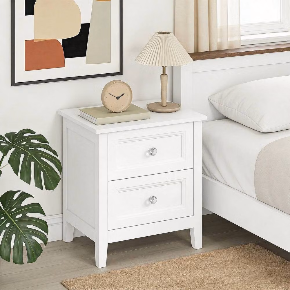 NESTLUNE White Nightstand with 2 Drawers – 2