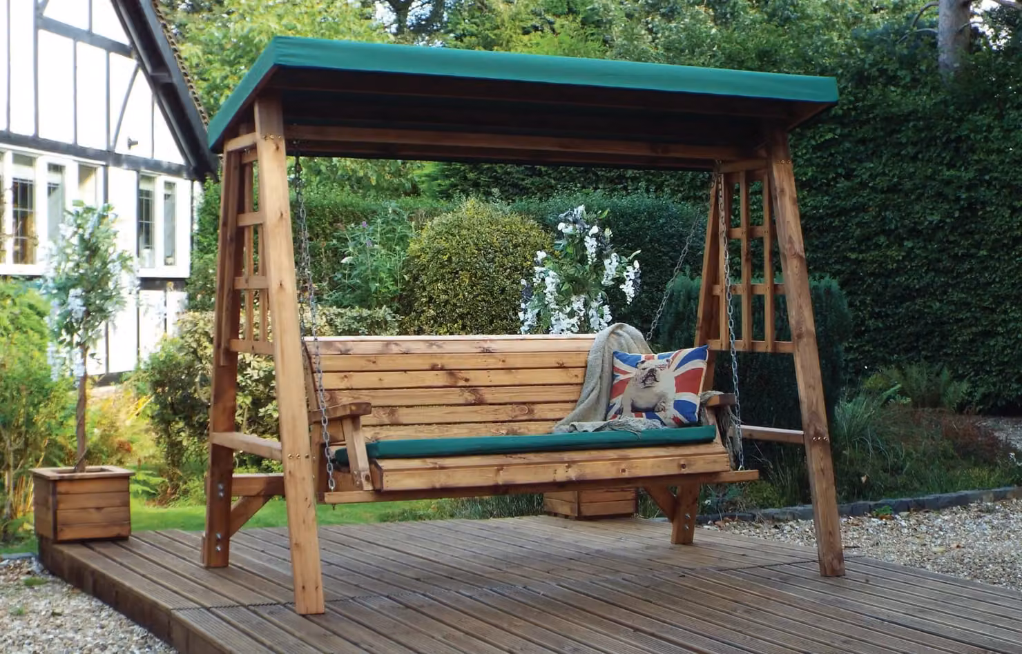 Charles Taylor Trading Dorset Three Seater Garden Swing in Green and Brown