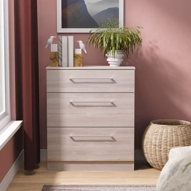 Ready Assembled 2 U Gloucester 3 Drawer Deep Chest in Light Grey