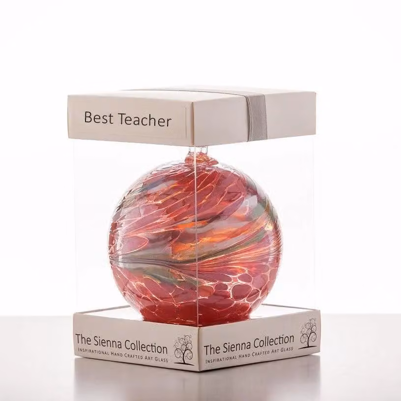 Sienna Glass Red Best Teacher Friendship Ball Bauble, Diameter: 10 cm – 2