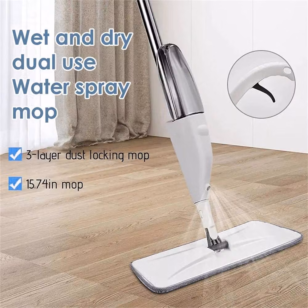 Nordara Wet and Dry Dual Use Water Spraying Floor Mop with Microfibre Replacement Pads, White, W/D/H: 100 x 60 x 4 cm – 3