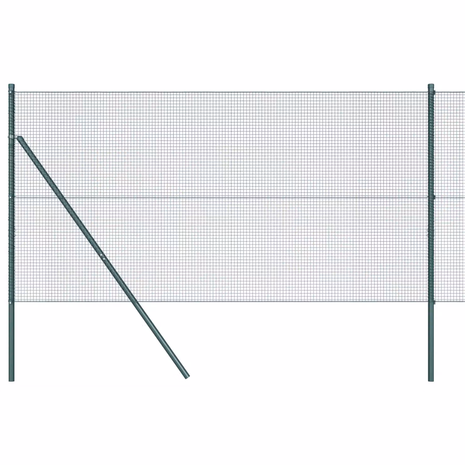 Berkfield Home Green Powder-Coated Steel Welded Wire Fence with 13 Posts – 2
