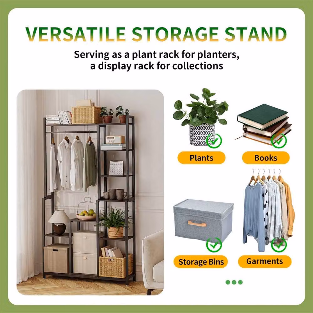 KORVIXA 7-Tier Industrial Indoor Plant Stand in Matt Black Metal – 3